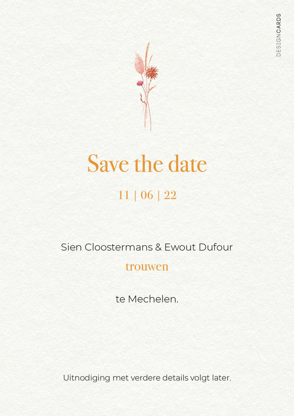 save the date boho roze droogbloemen