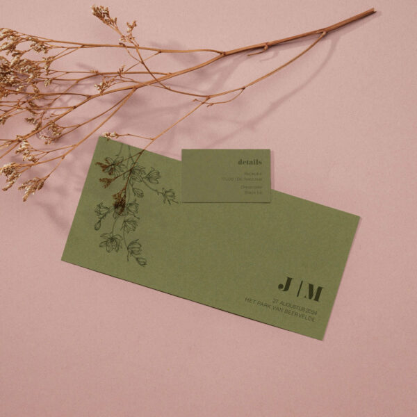 inlegkaartje receptiekaartje botanical Magnolia groen