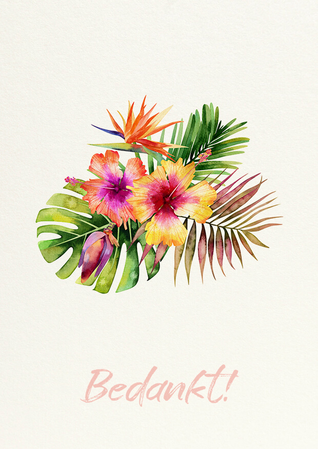 Bedankkaartje Floralia Tropische Bloemen Geboorte Foto