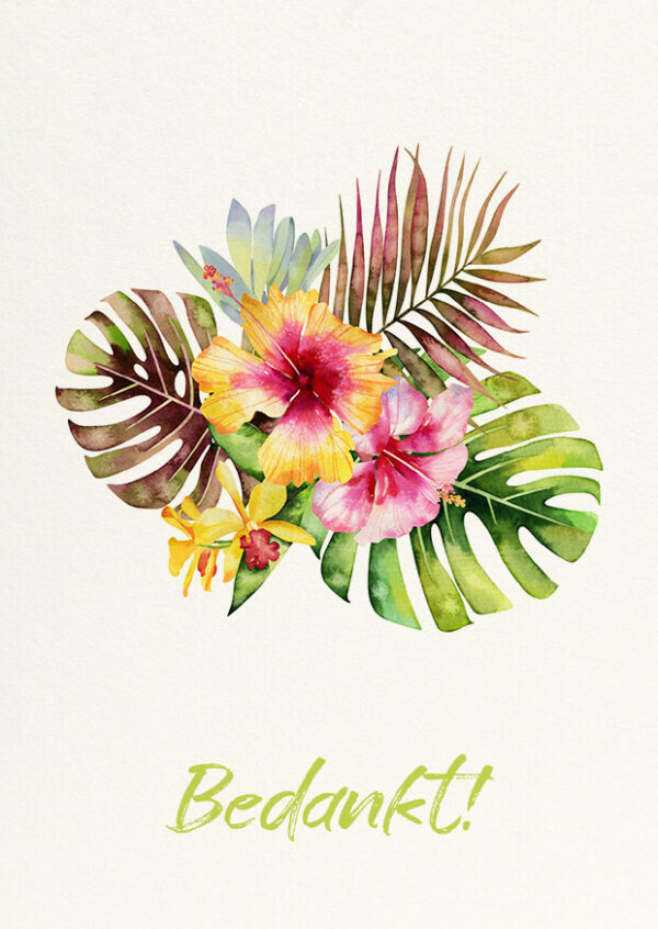 Bedankkaartje Floralia Fleurige Tropische Bloemen Geboorte Foto