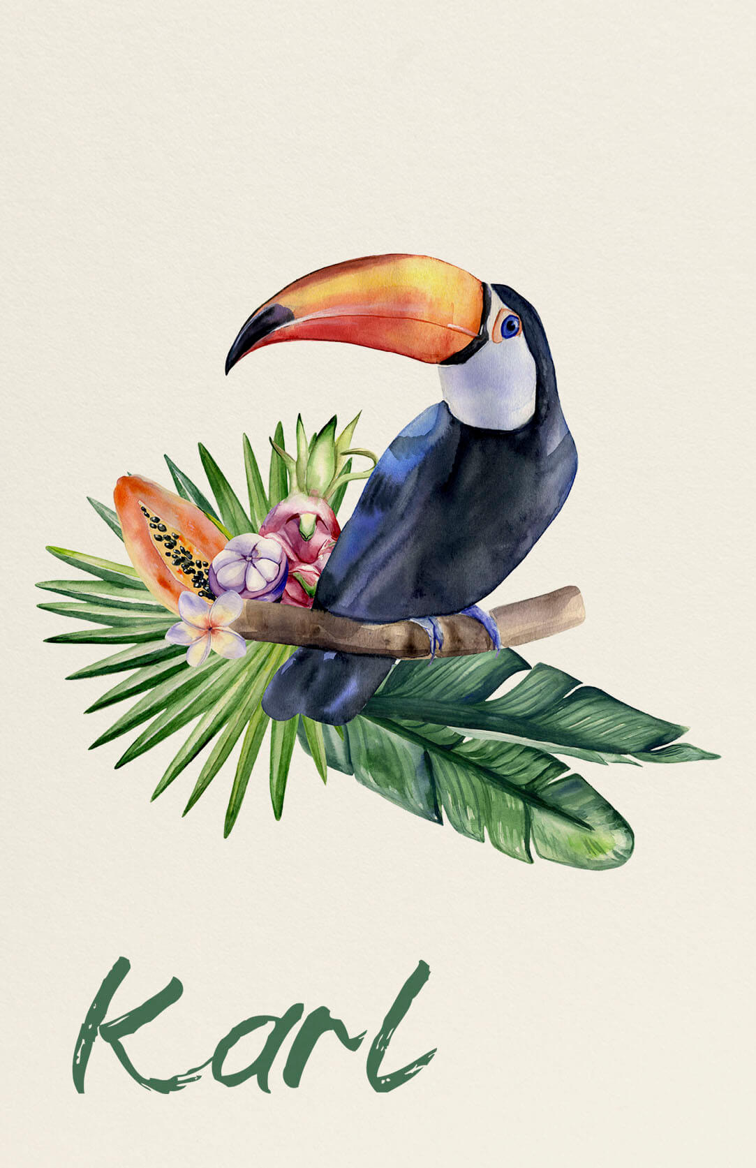 Geboortekaart Tropisch Bloemen Toekan Vogel Jungle Fleurig