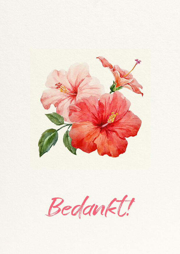 Bedankkaartje Floralia Rode Bloemen Geboorte Foto