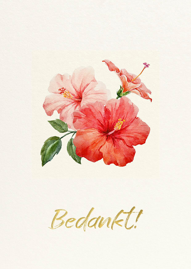 Bedankkaartje Floralia Rode Bloemen Geboorte Foto