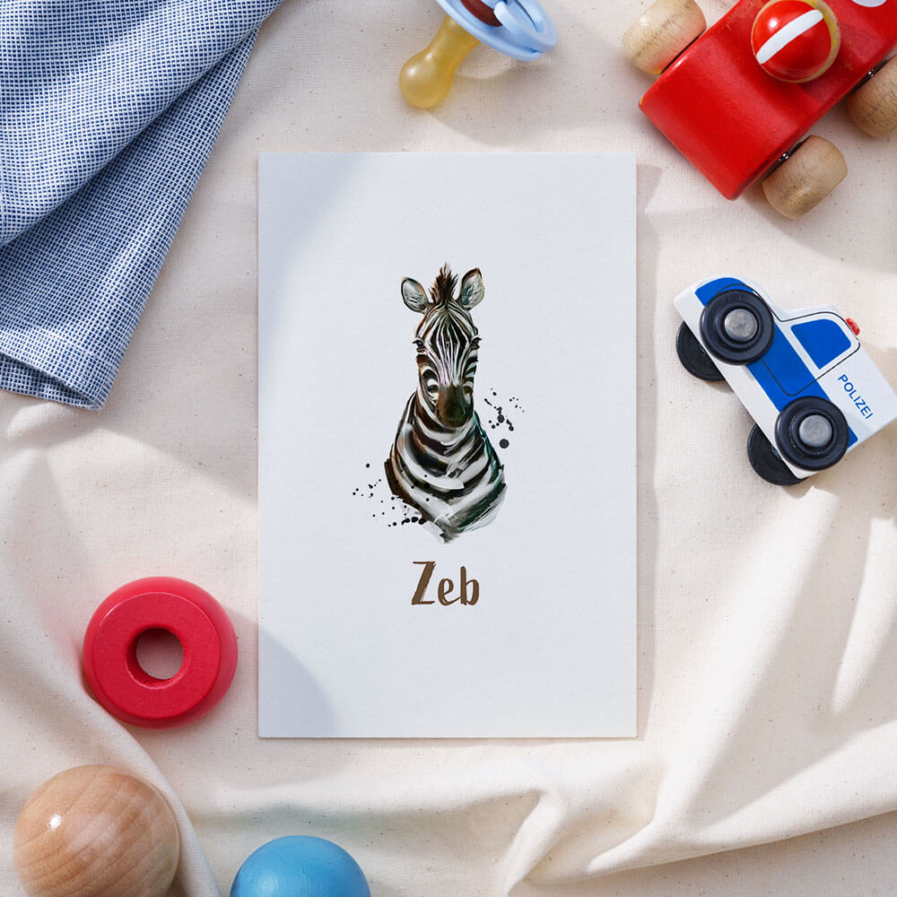 Zebra Waterverf Aquarel Dieren Geboortekaartje