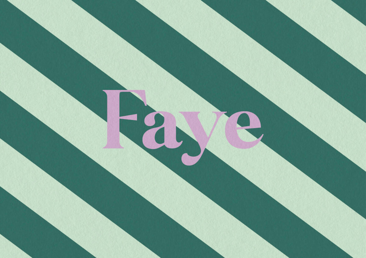 voorzijde geboortekaartje green stripes met colourblocking strepen en contrasterende naam