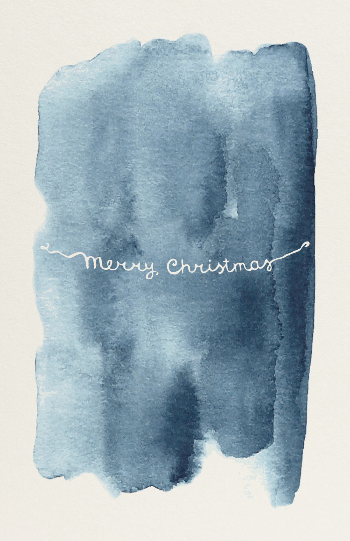 Kerstkaart Aquarel Donkerblauw Merry Christmas Slinger