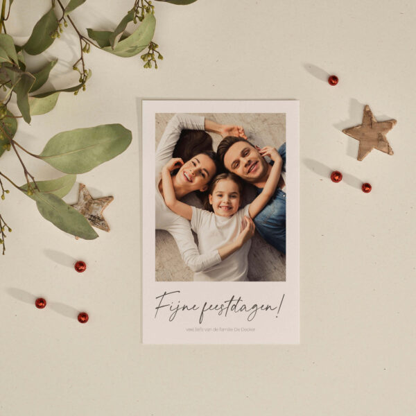 Kerstkaart met foto als Polaroid Gezin Familiefoto