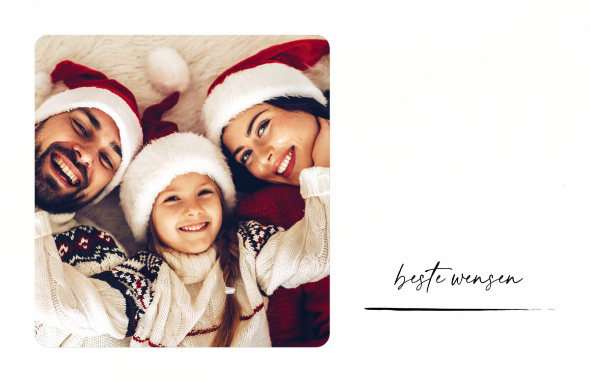 Liggende Kerstkaart met foto & houtskool streep Familie Gezin Kerst