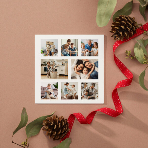 vierkante kerstkaart foto collage gezin familie kinderen