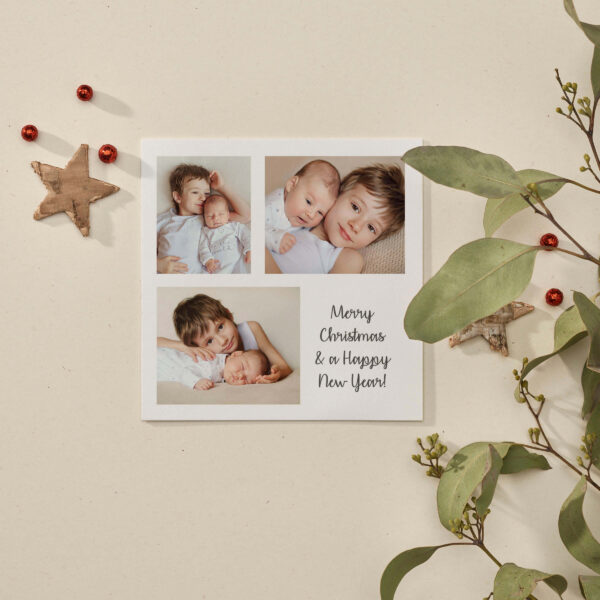 vierkante kerstkaart foto full of wishes met collage Gezin Familie Kinderen kerstwens wens