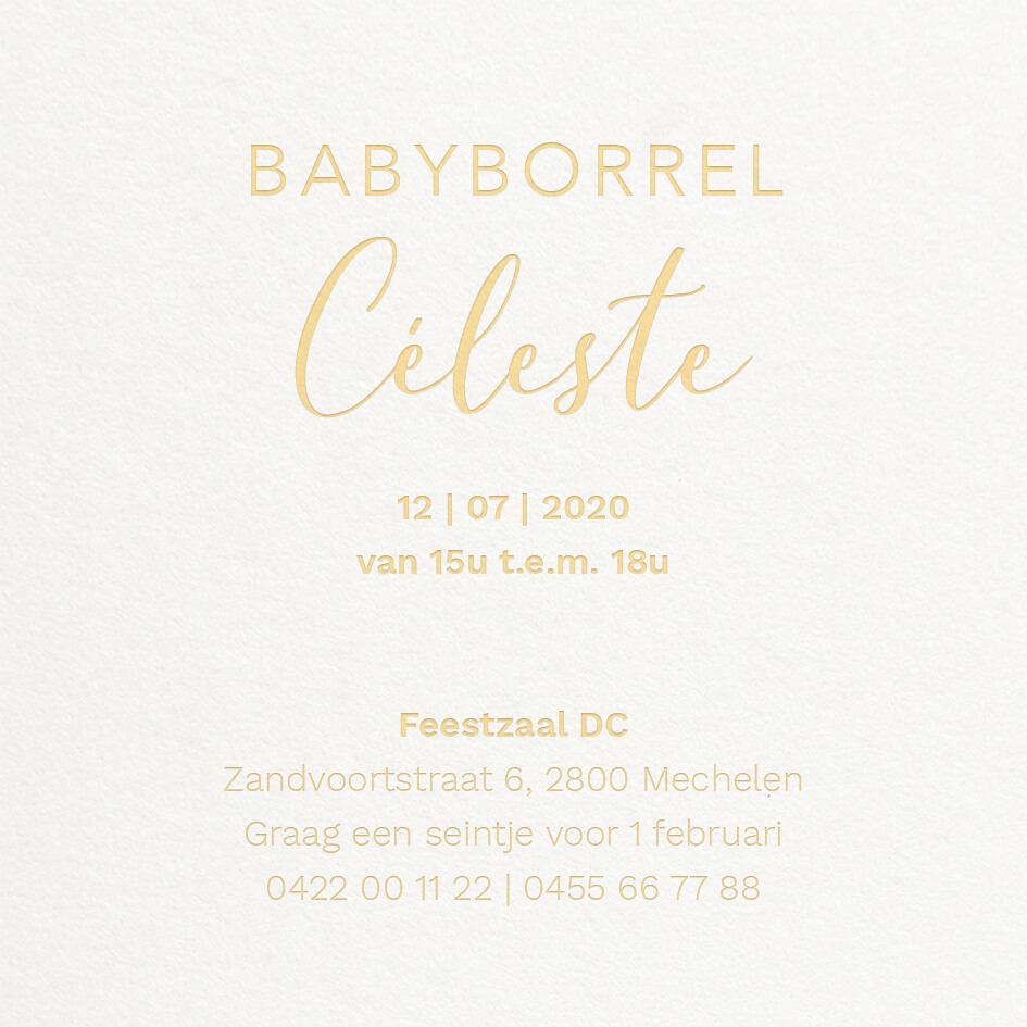 Babyborrelkaart Minimalistisch Simpel Eenvoud Katoenpapier Letterpress Zacht Geel Pastel