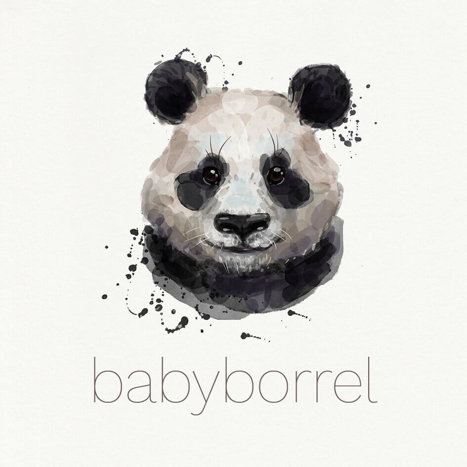 Babyborrelkaart Zacht Aquarel Geschilderd Waterverf Panda Wit