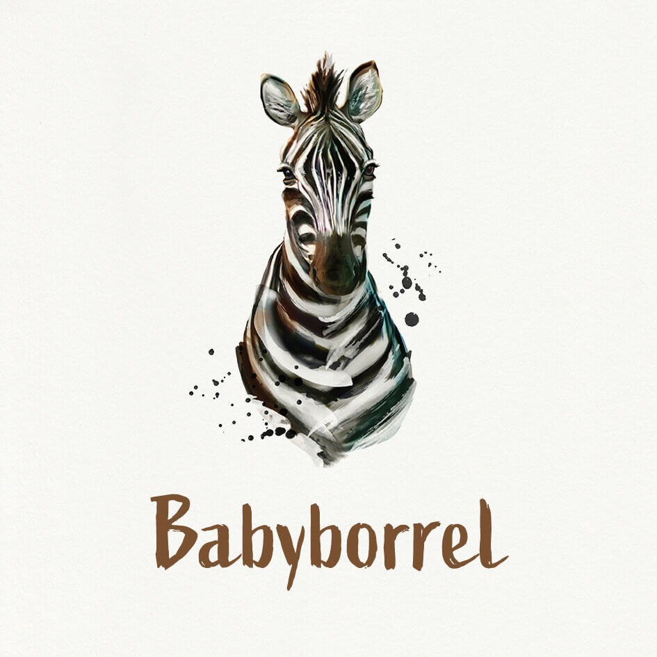 Babyborrelkaart Zacht Aquarel Geschilderd Waterverf Zebra Wit